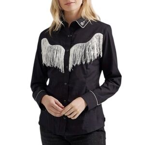 Fringe Long Sleeve Snap Western Shirt